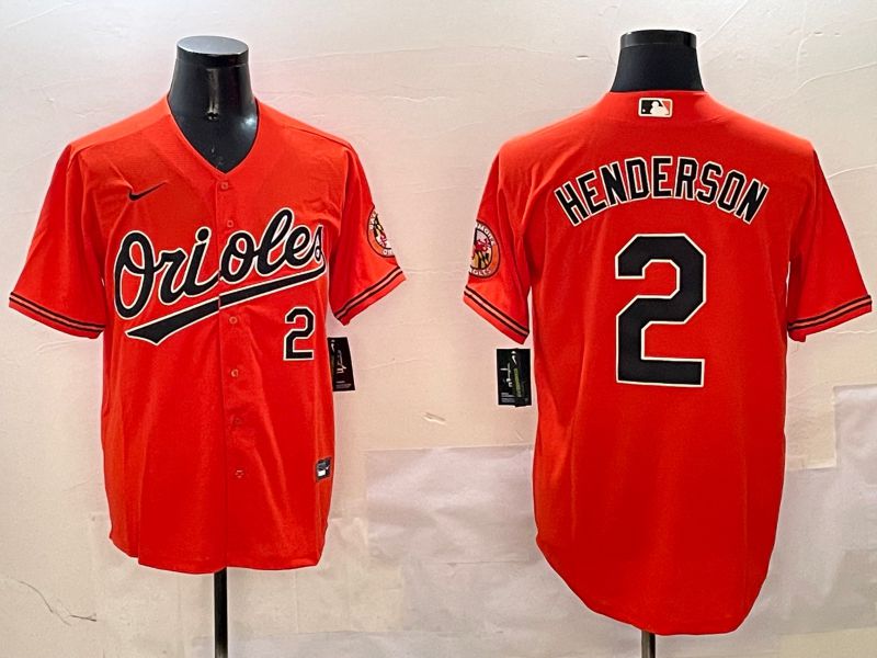 Men Baltimore Orioles #2 Henderson Orange Game 2025 Nike MLB Jersey style 1->baltimore orioles->MLB Jersey